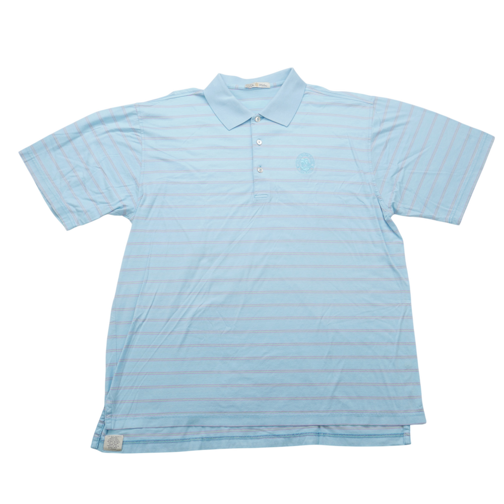 Peter Millar Polo Shirt Mens Large Striped Mercerized Cotton Golf Blue